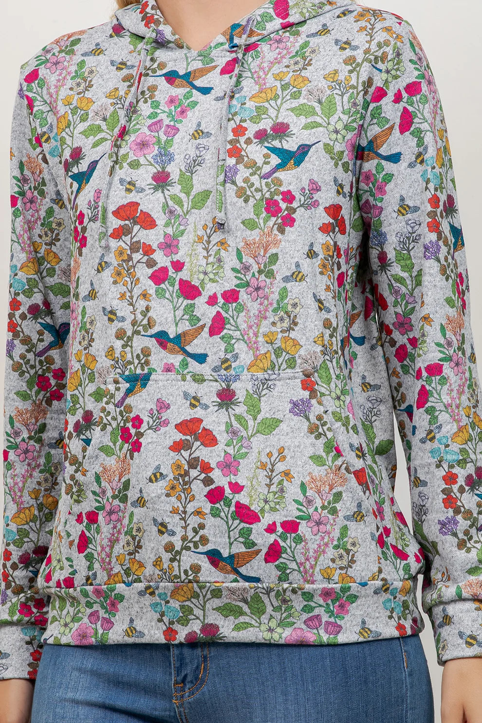 Flower Garden Hummingbird Hoodie