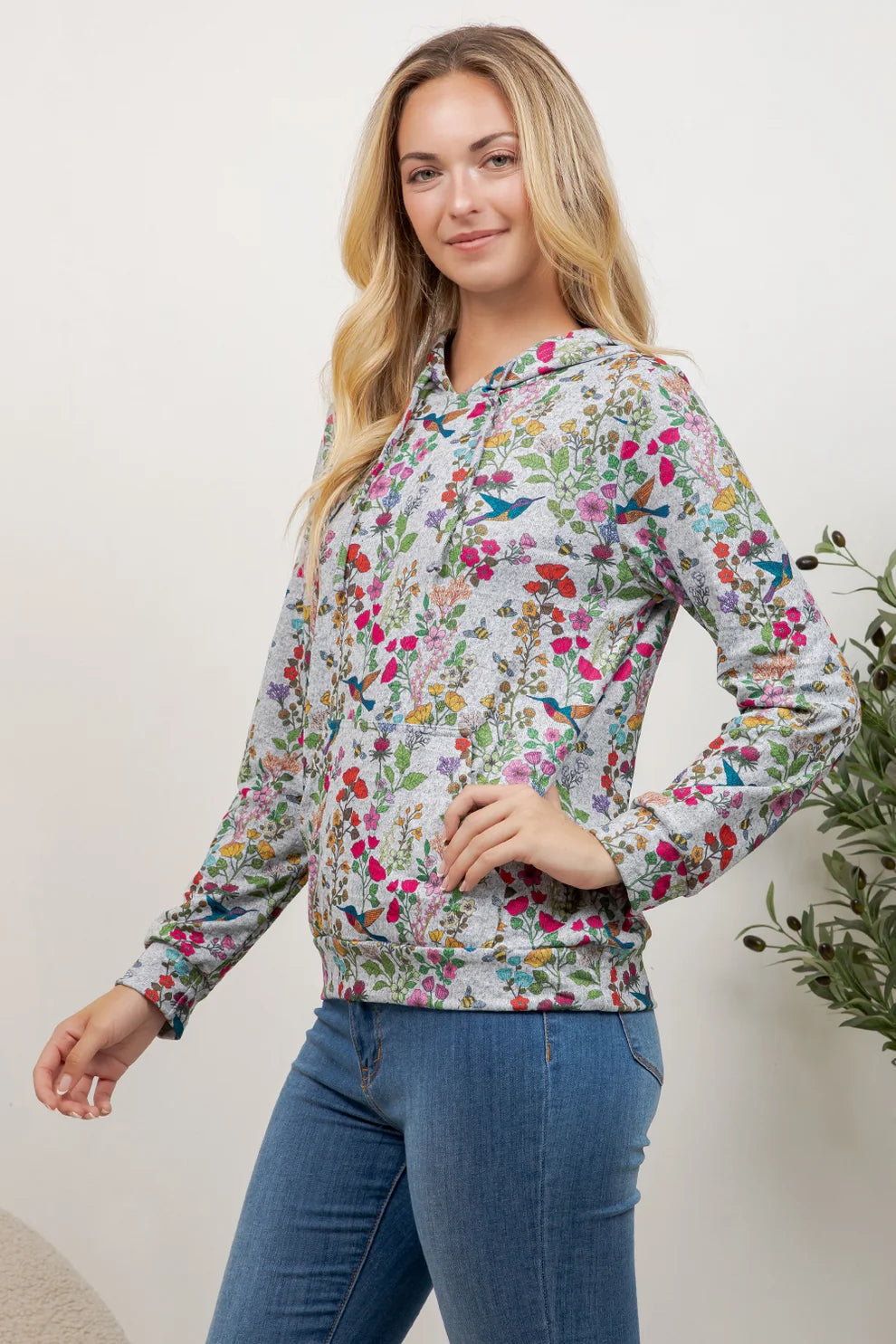 Flower Garden Hummingbird Hoodie