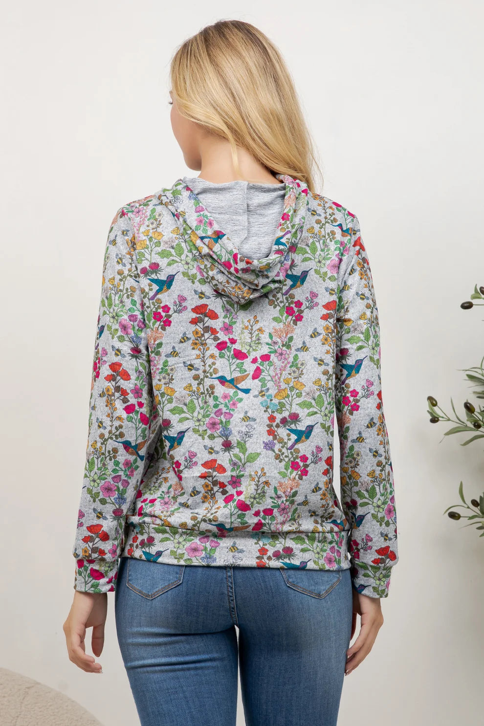 Flower Garden Hummingbird Hoodie