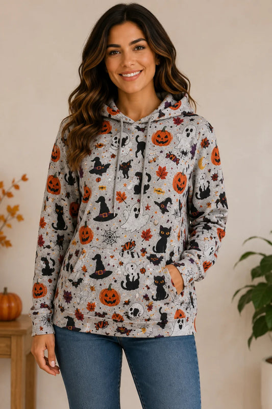 Halloween Print Pullover Hoodie