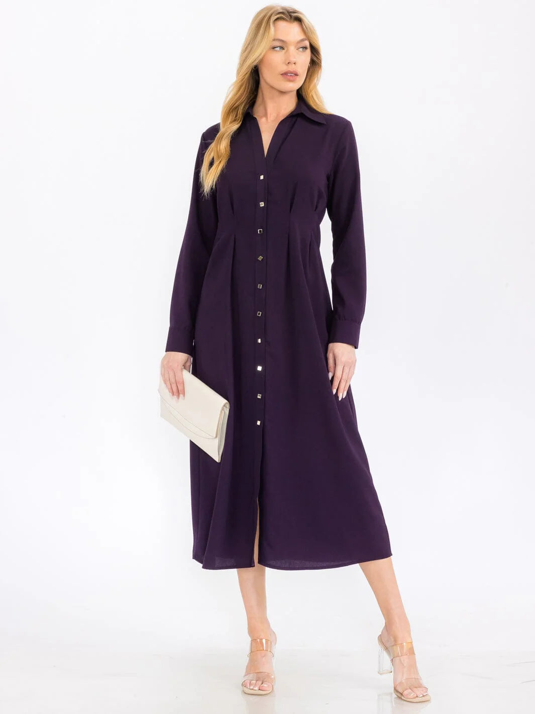 Button Down Long Sleeve Dress