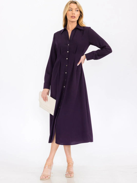 Button Down Long Sleeve Dress