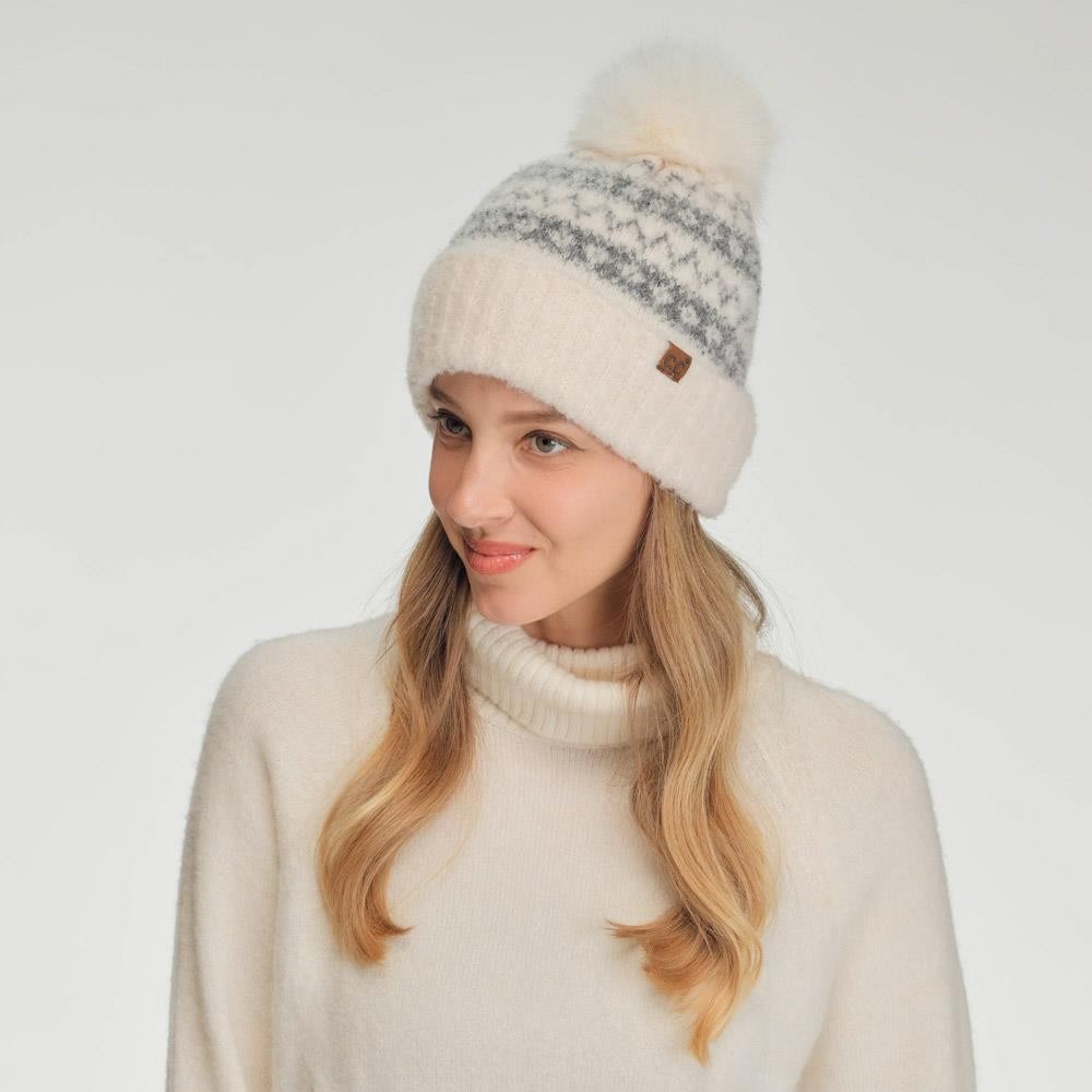 Fair Island Pom Beanie - Gray