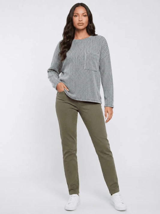 Front Pocket Rib Knit Top