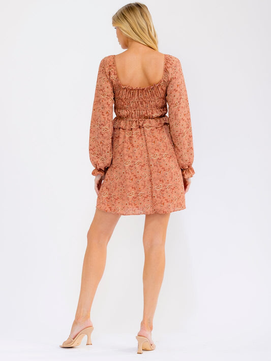 Square Neck Floral Dress