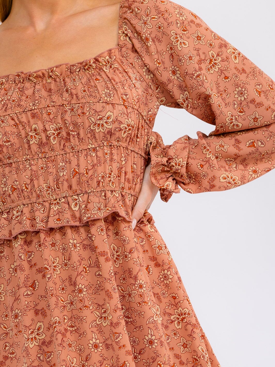 Square Neck Floral Dress