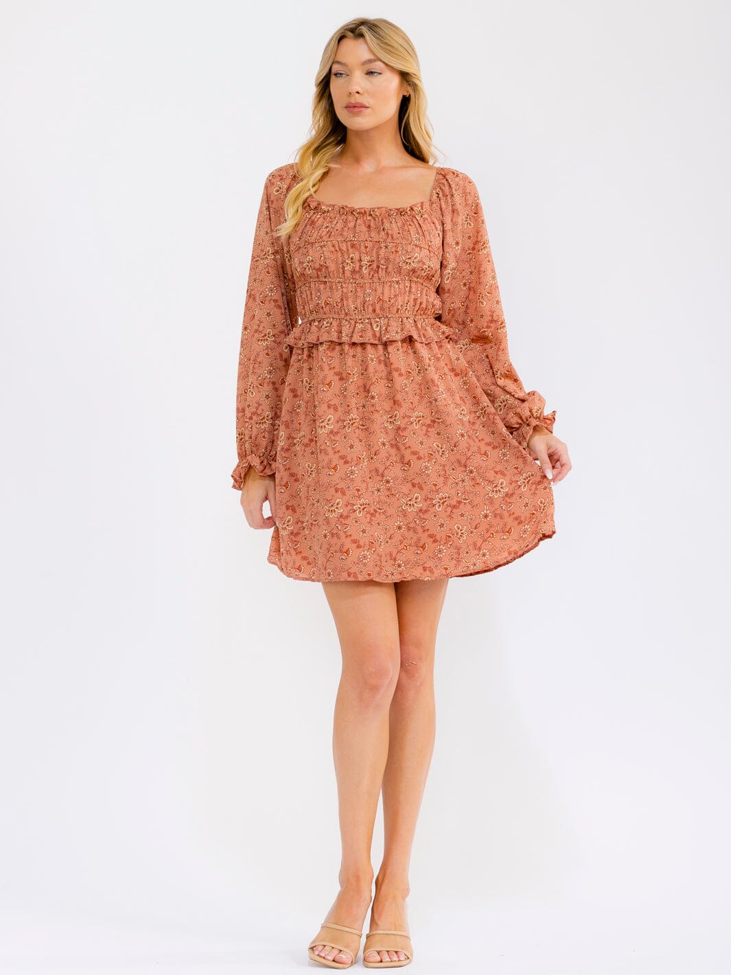 Square Neck Floral Dress