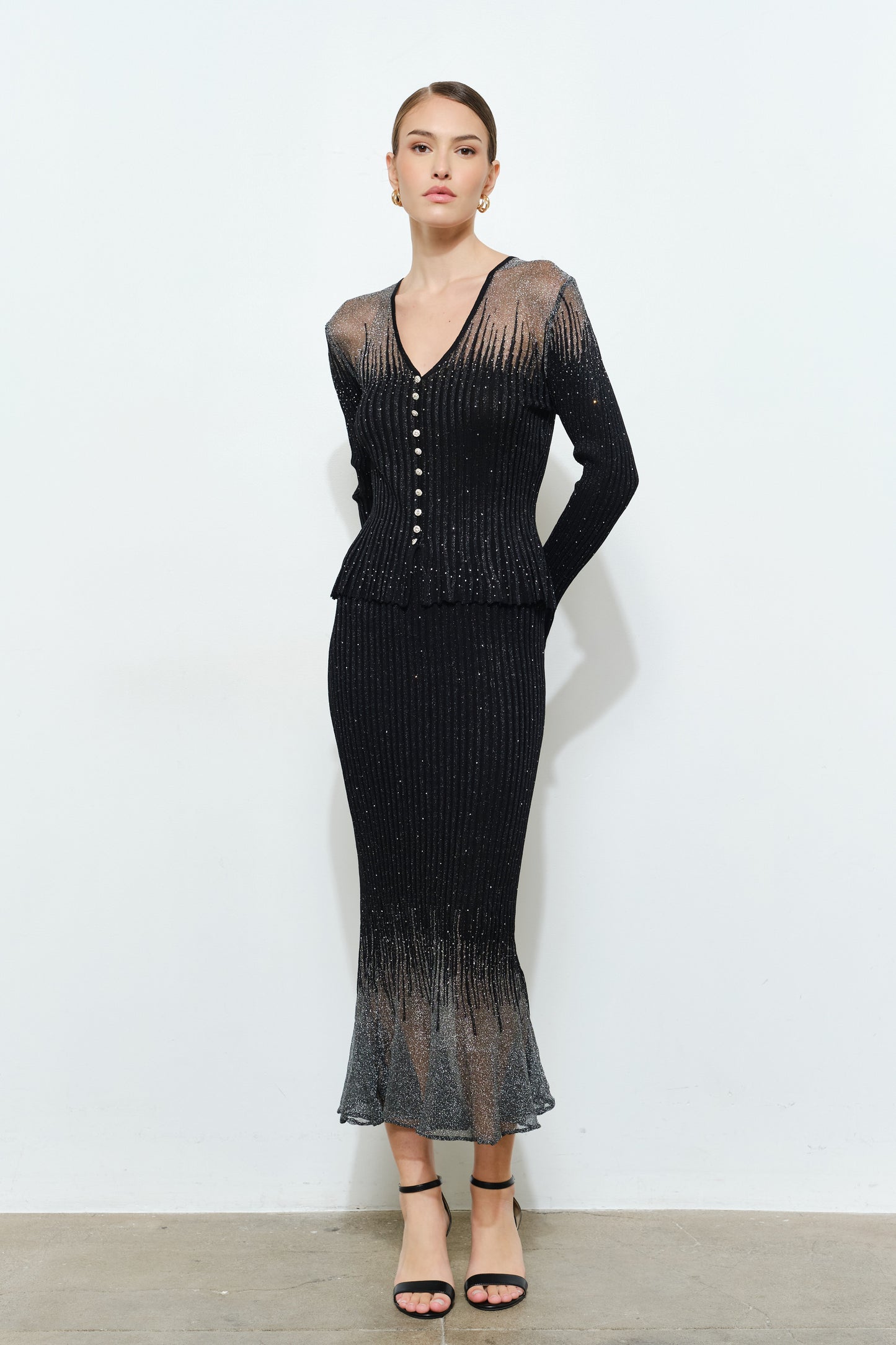 Sparkling Sheer Hem Skirt