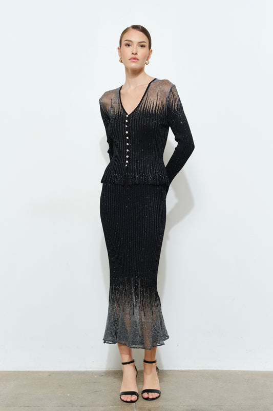 Sparkling Sheer Hem Skirt