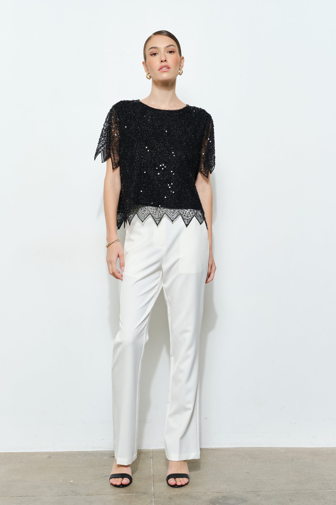 Zig Zag Hem Sequin Top