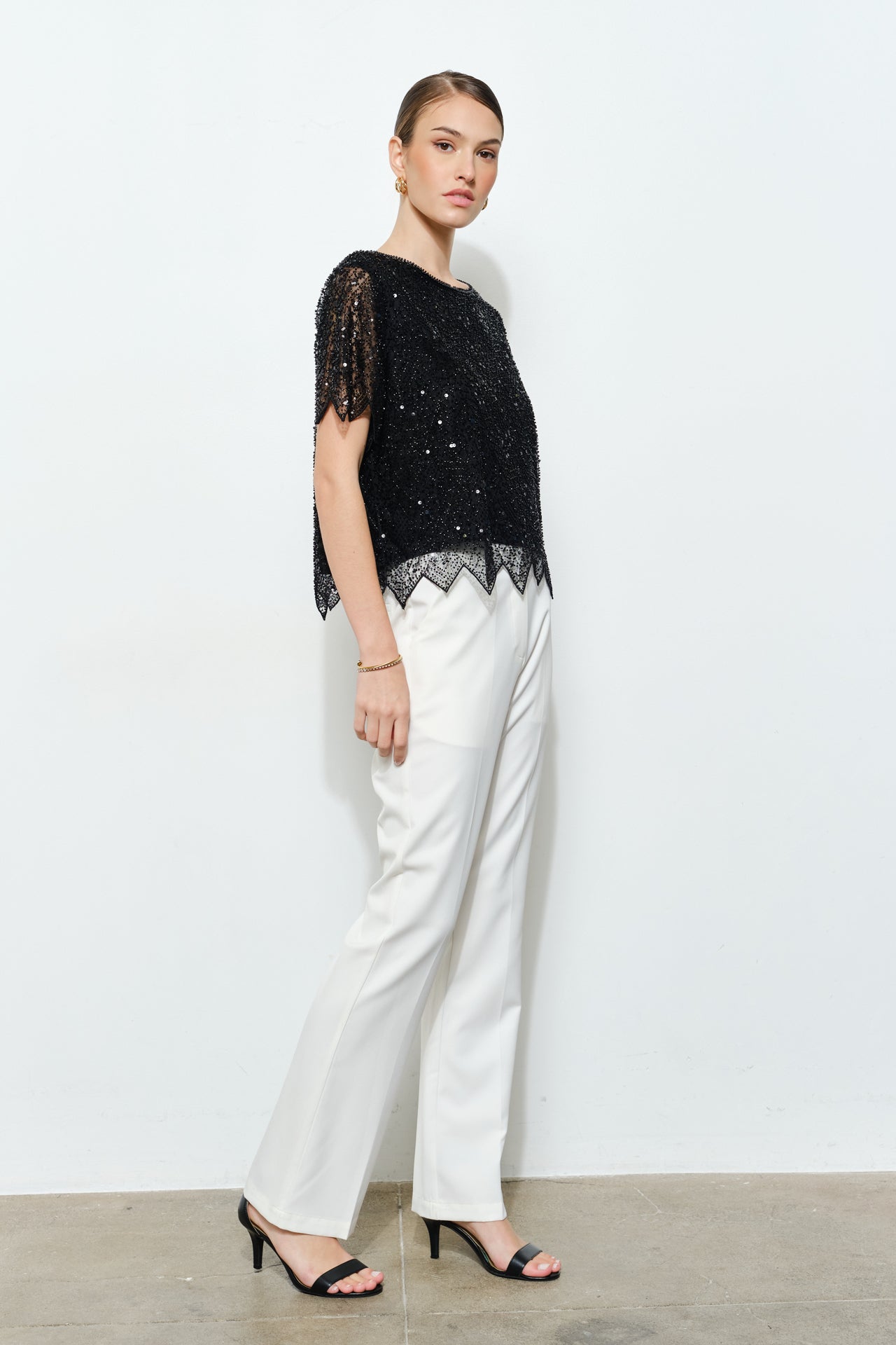 Zig Zag Hem Sequin Top