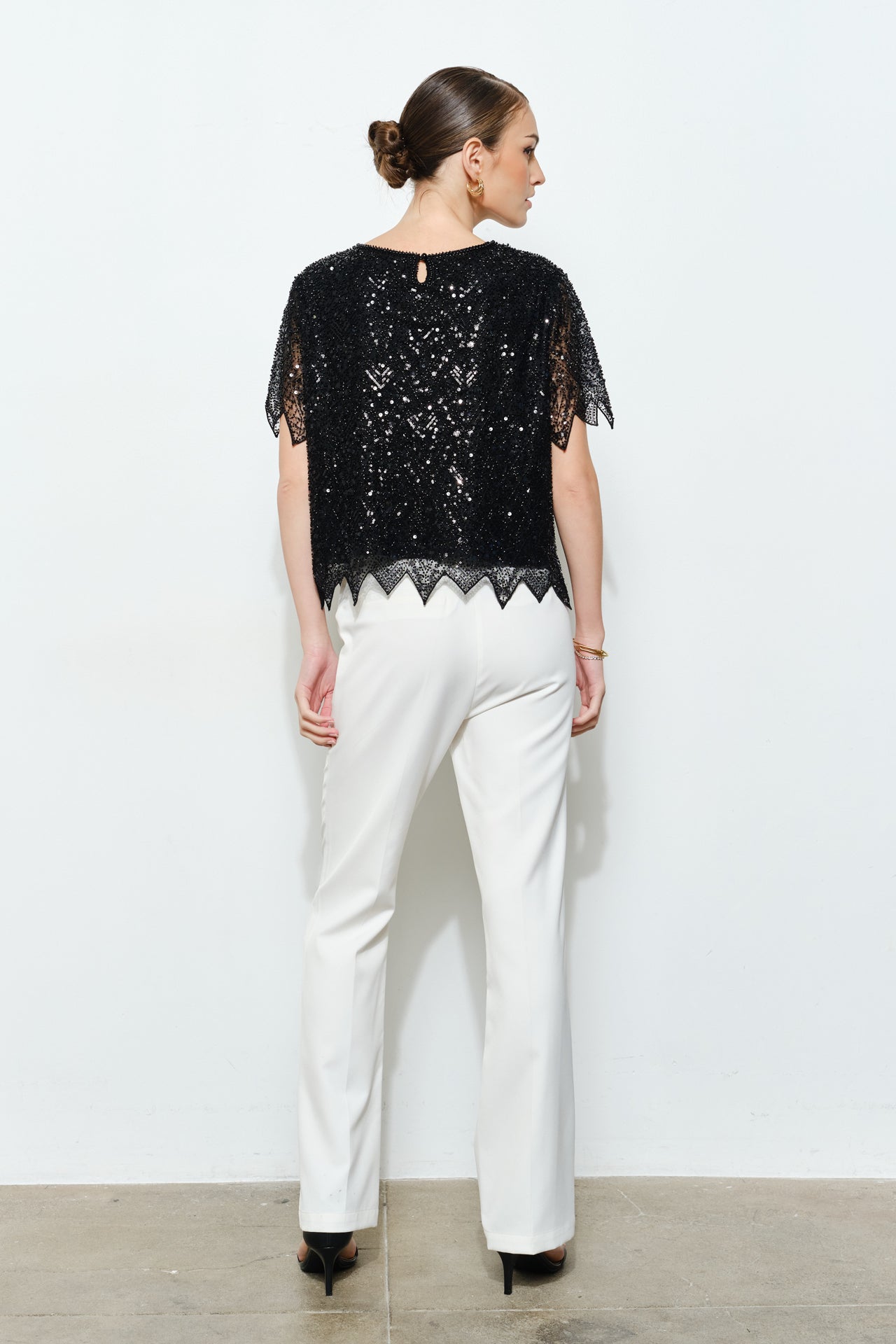 Zig Zag Hem Sequin Top