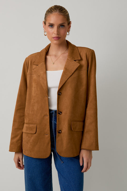 Vegan Suede Oversized Blazer