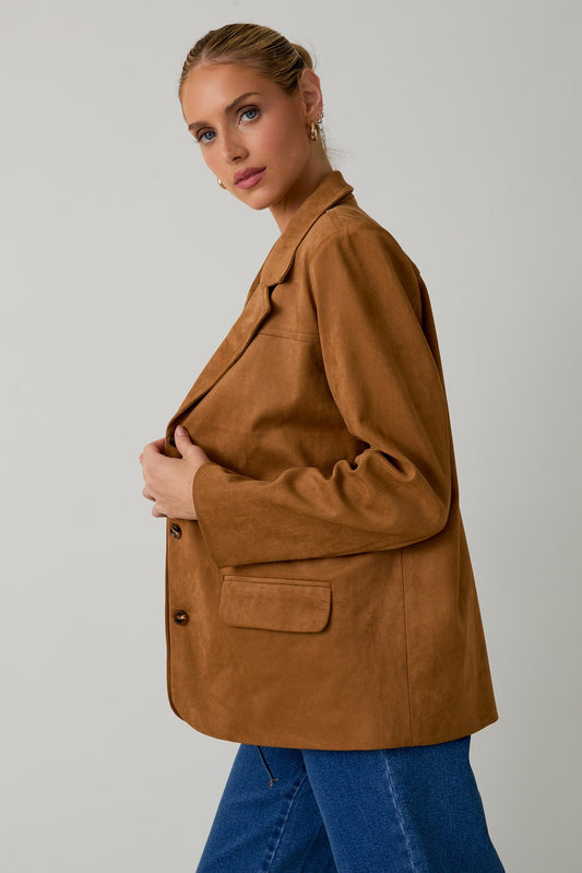 Vegan Suede Oversized Blazer