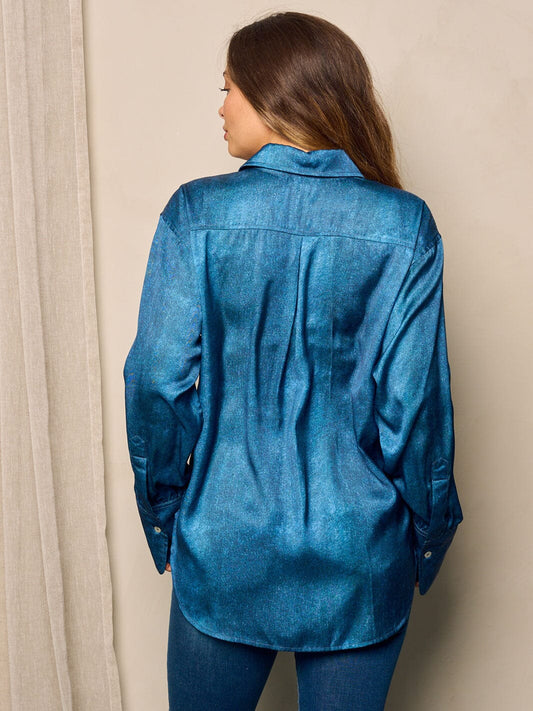 Teal Button Up Top