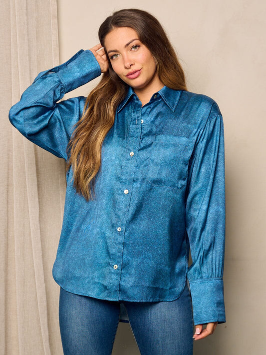 Teal Button Up Top