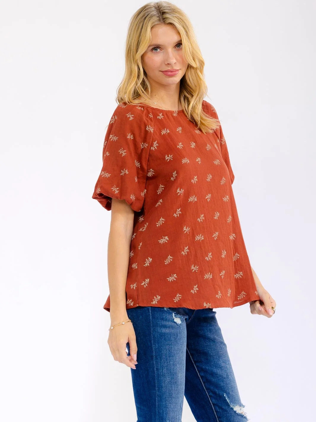 Puff Sleeve Floral Top