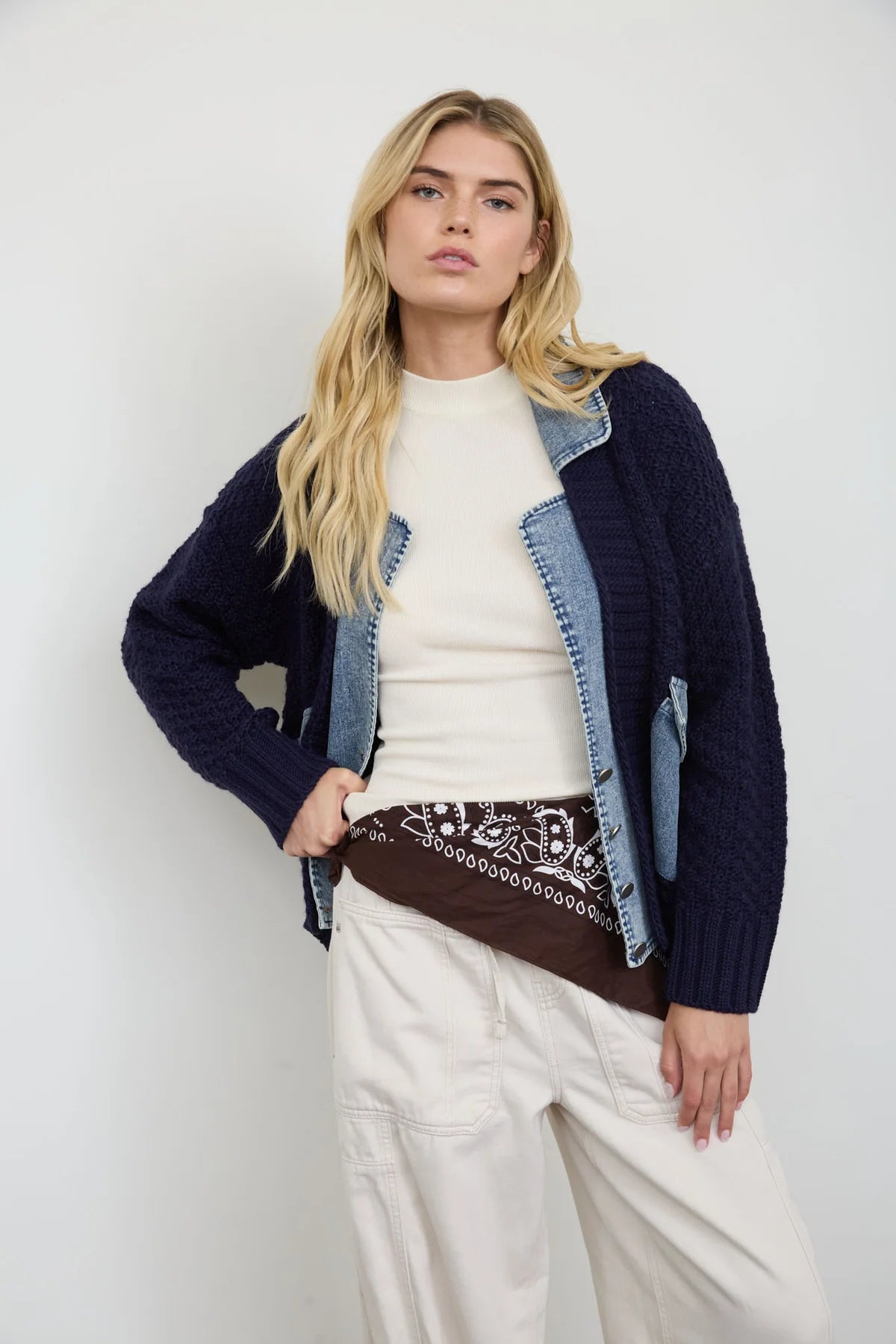 Cable Knit Denim Jacket