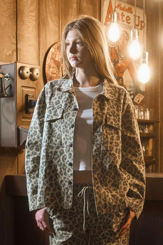 Leopard Print Collared Shacket