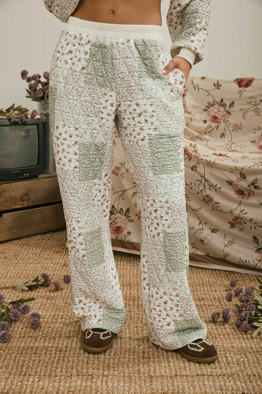 Patchwork Lounge Pants - Olive