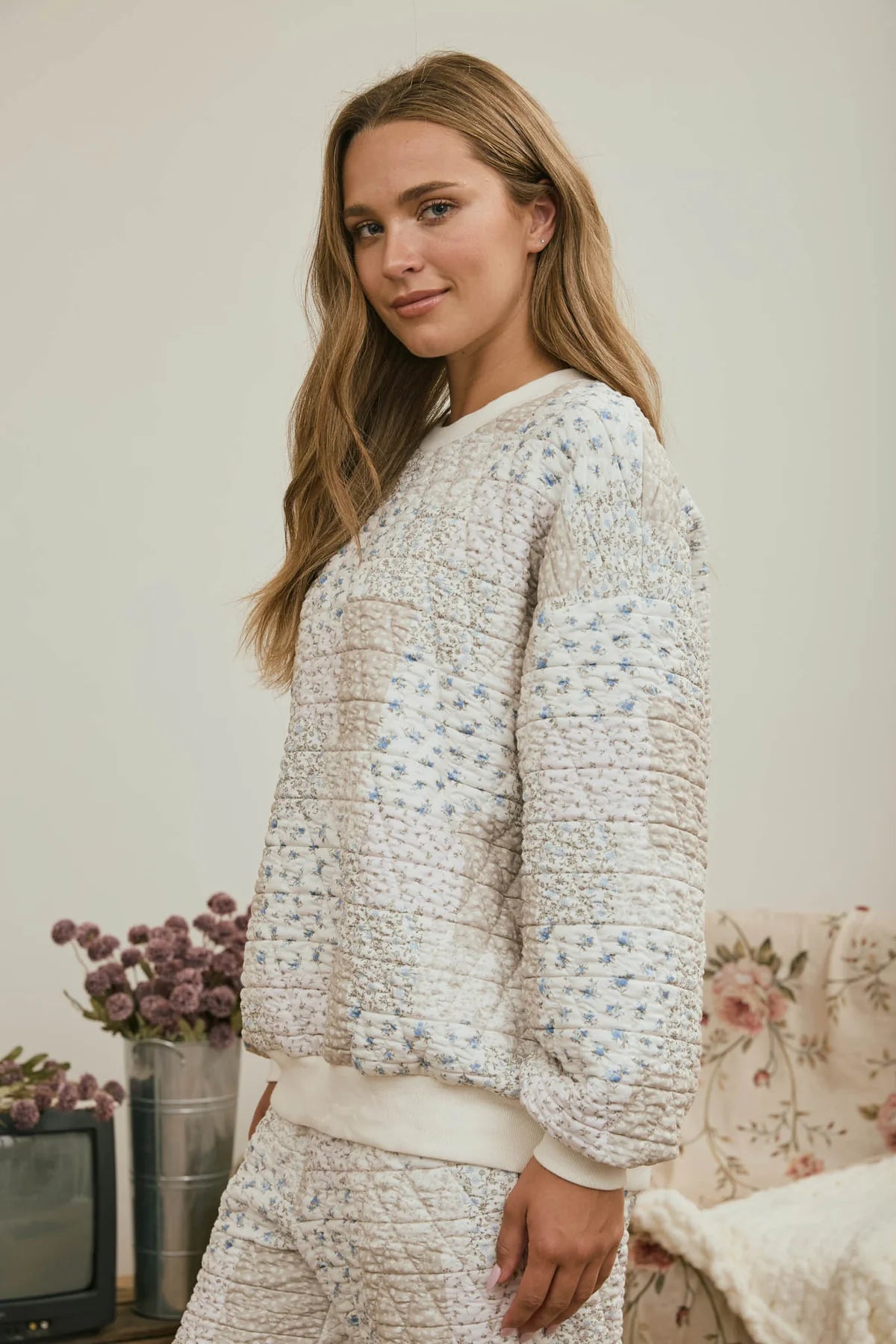 Patchwork Sweatshirt - Cream