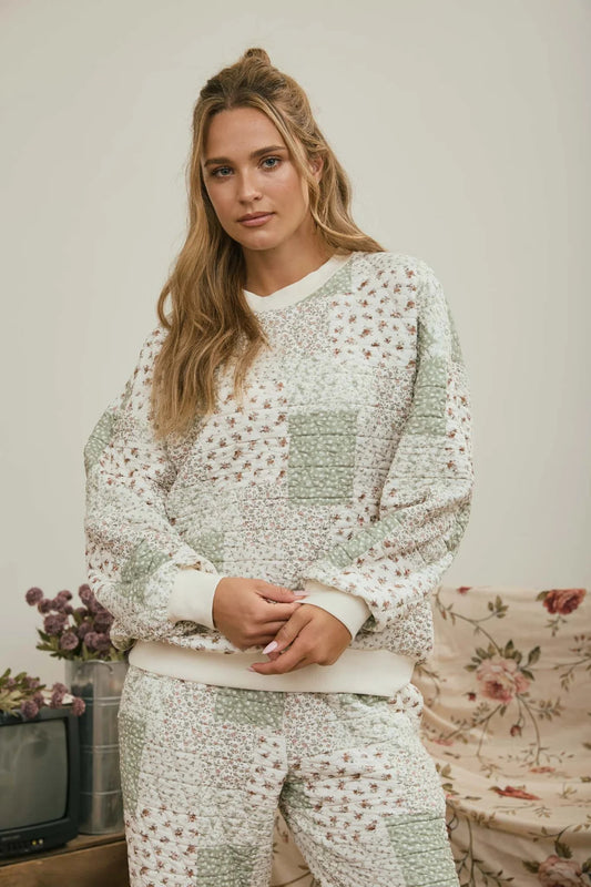 Patchwork Sweatshirt - Olive
