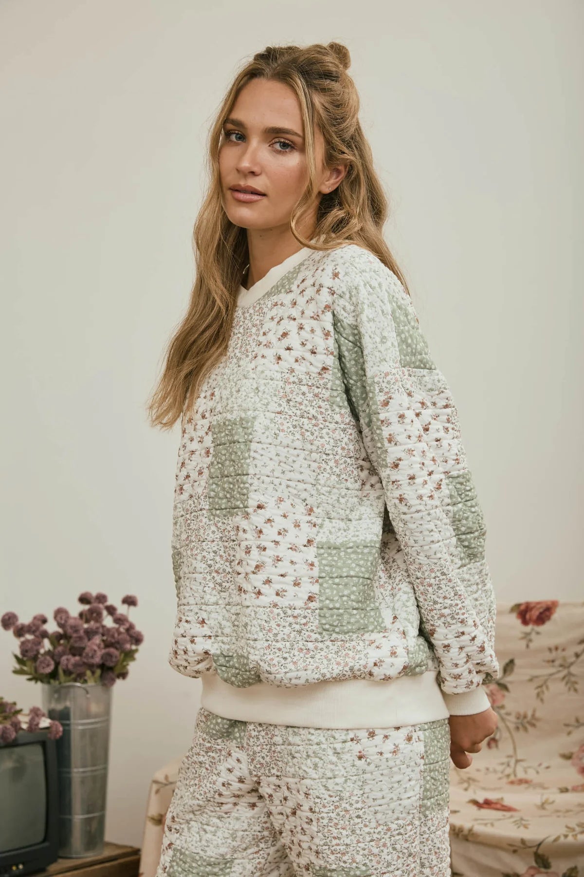 Patchwork Sweatshirt - Olive