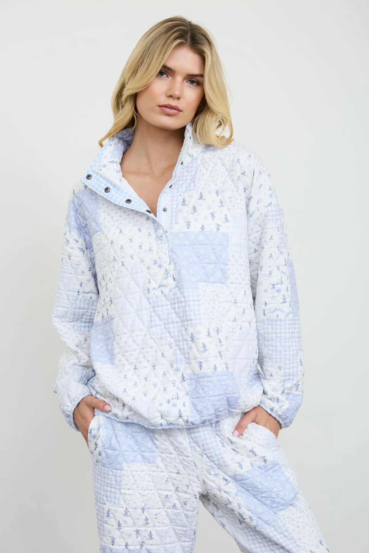Winter Motif Patchwork Top