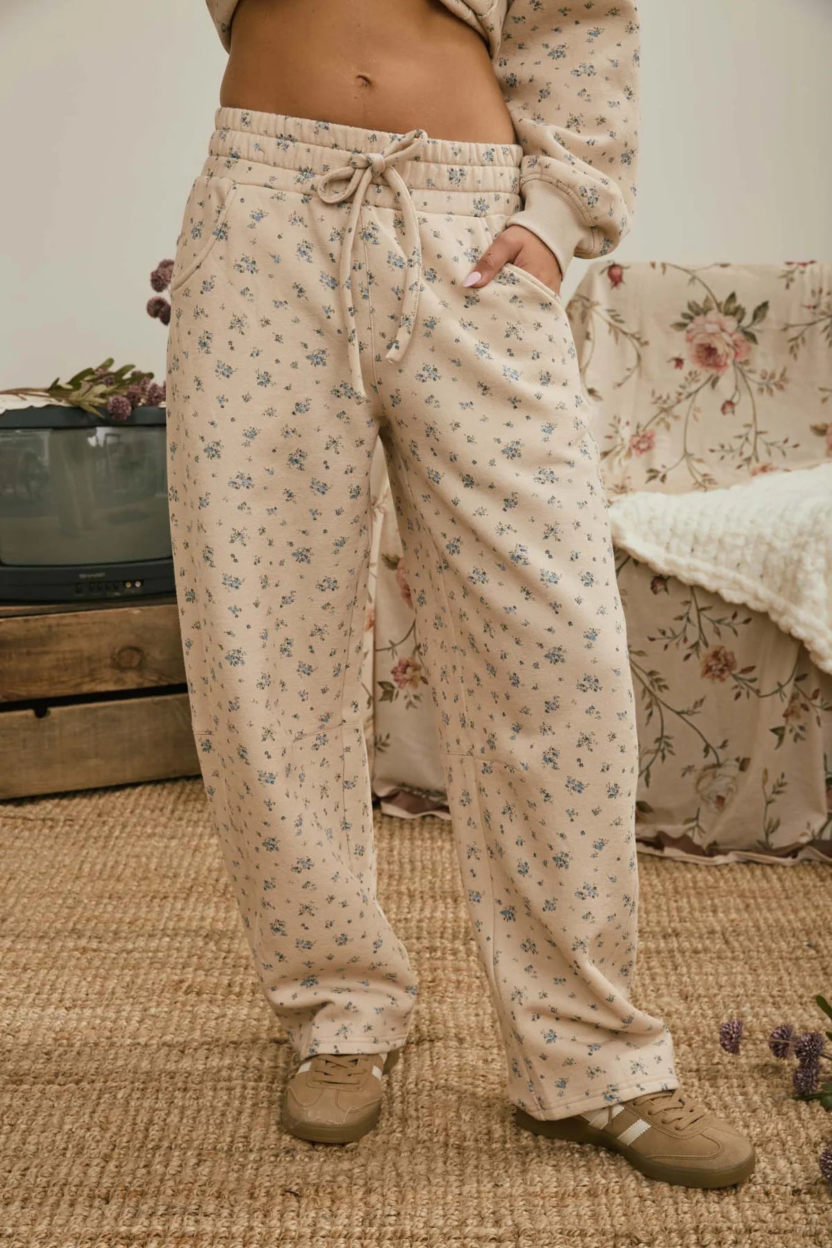 Ditsy Floral Drawstring Pants
