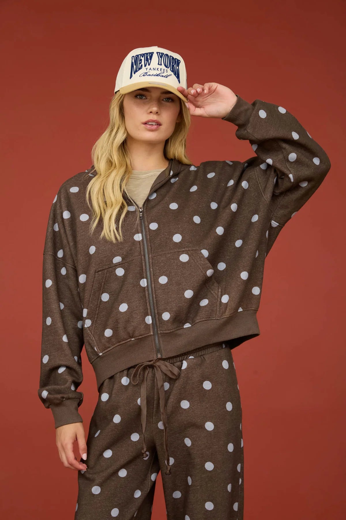 Polka Dot Zip Hoodie