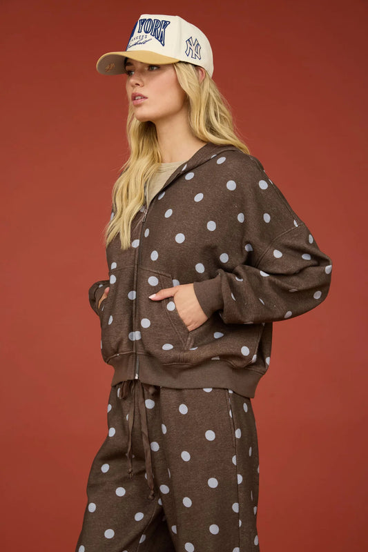Polka Dot Zip Hoodie