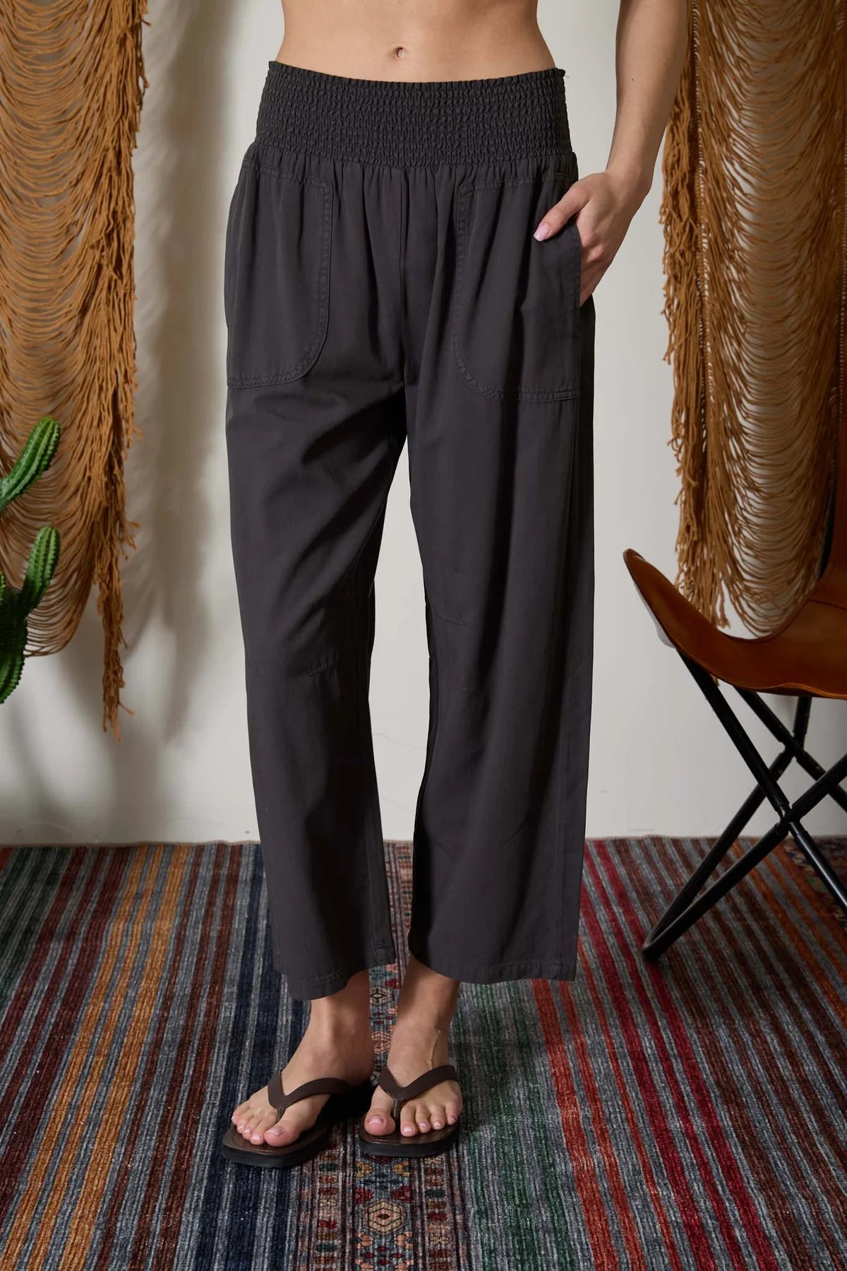 Smocked Wide Leg Pants