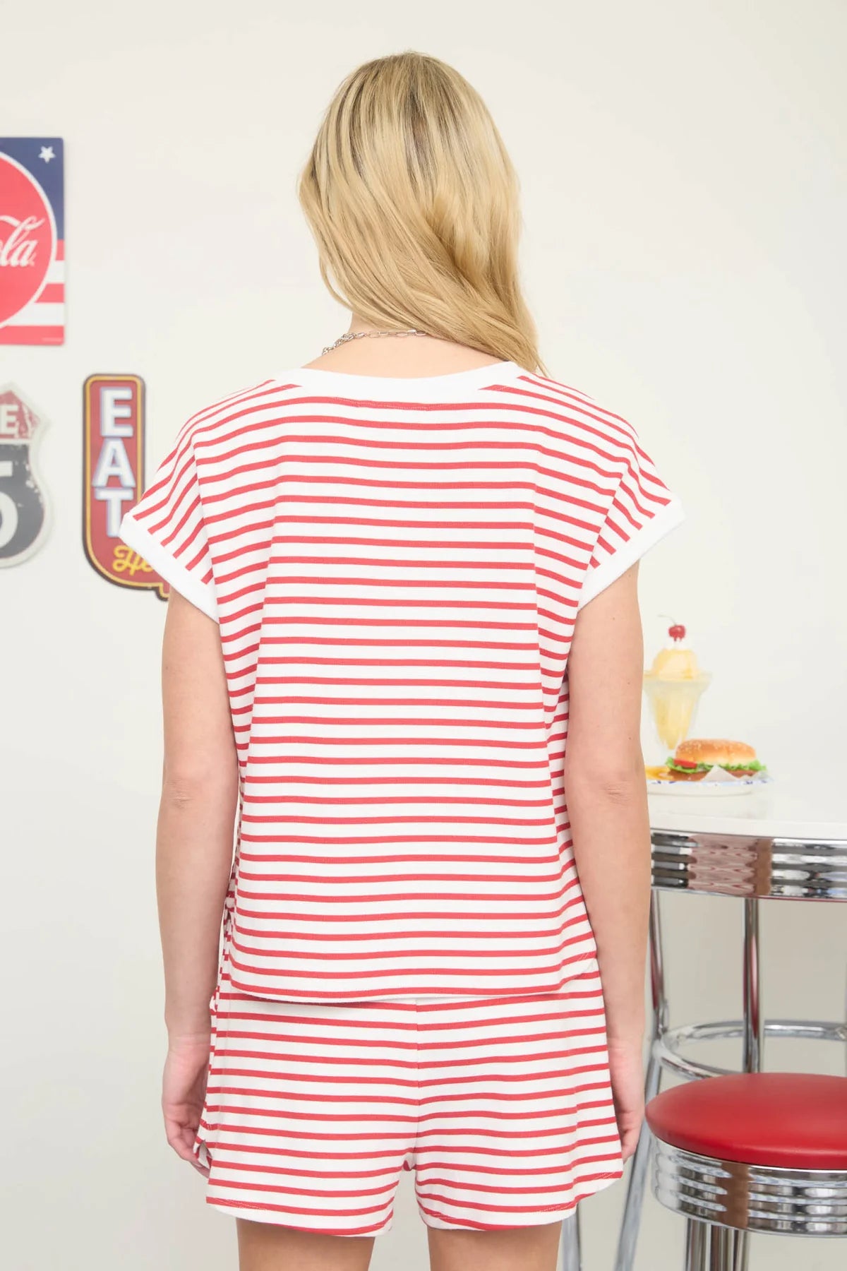Contrast Hem Striped Top