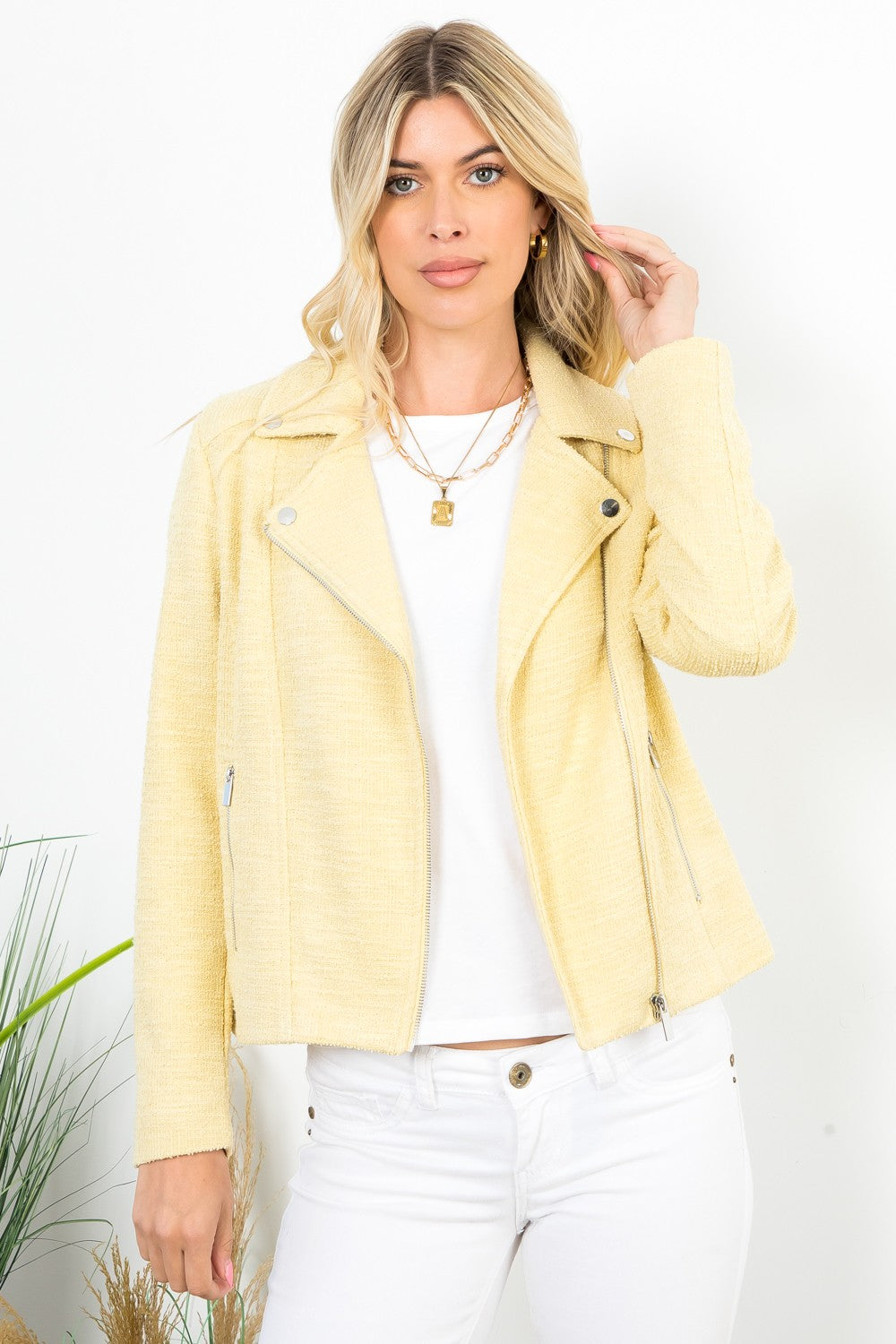 Solid Boucle Moto Jacket