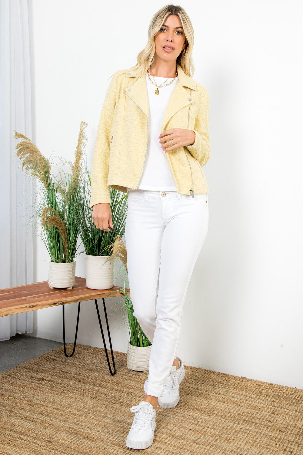 Solid Boucle Moto Jacket