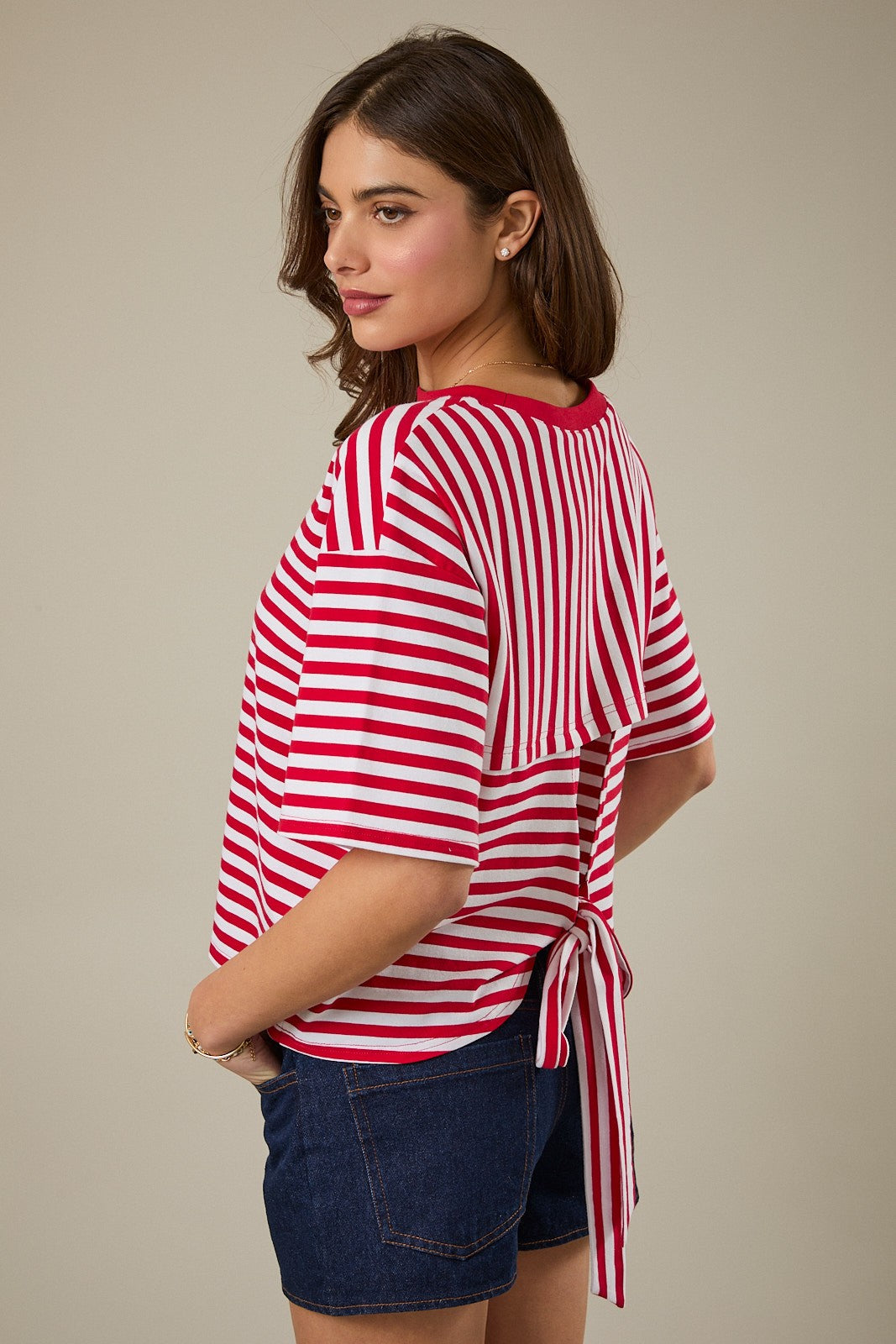 Tie Back Stripe Top