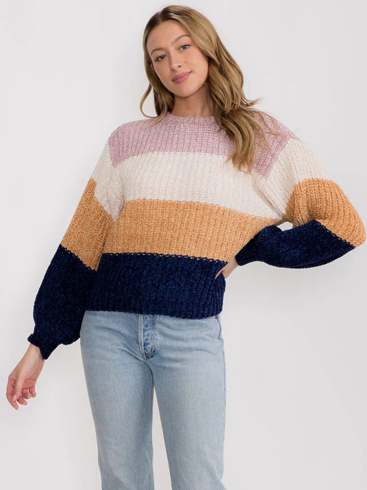 Bold Striped Sweater - Pink