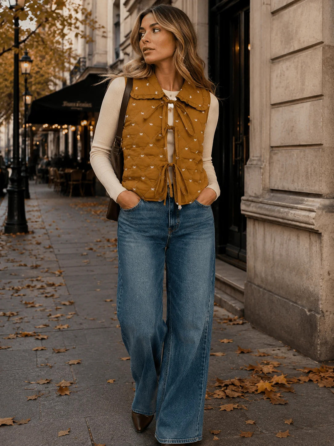 Bow Detail Quilted Vest