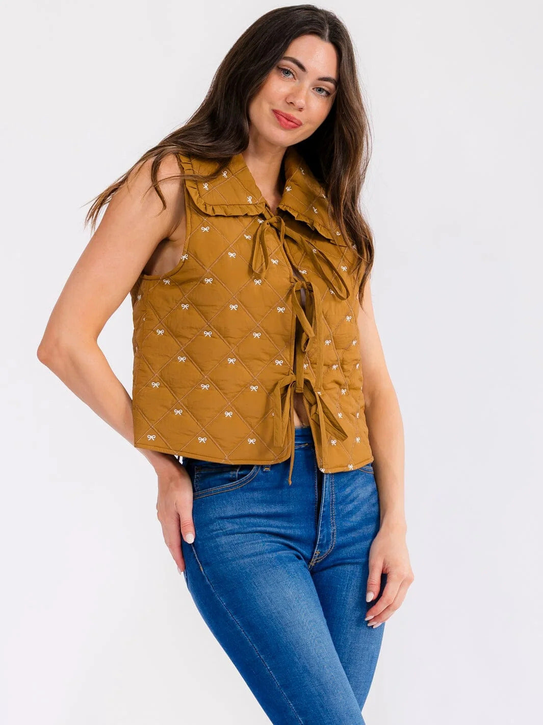 Bow Detail Quilted Vest