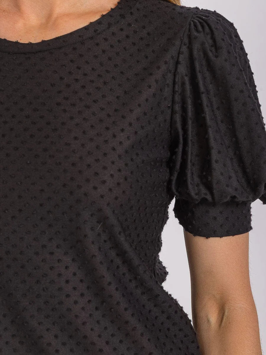 Swiss Dot Puff Sleeve Top