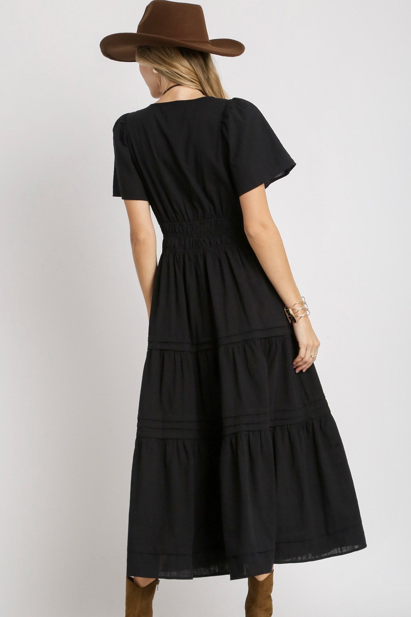 Pin Tuck Smocked Waistband Dress