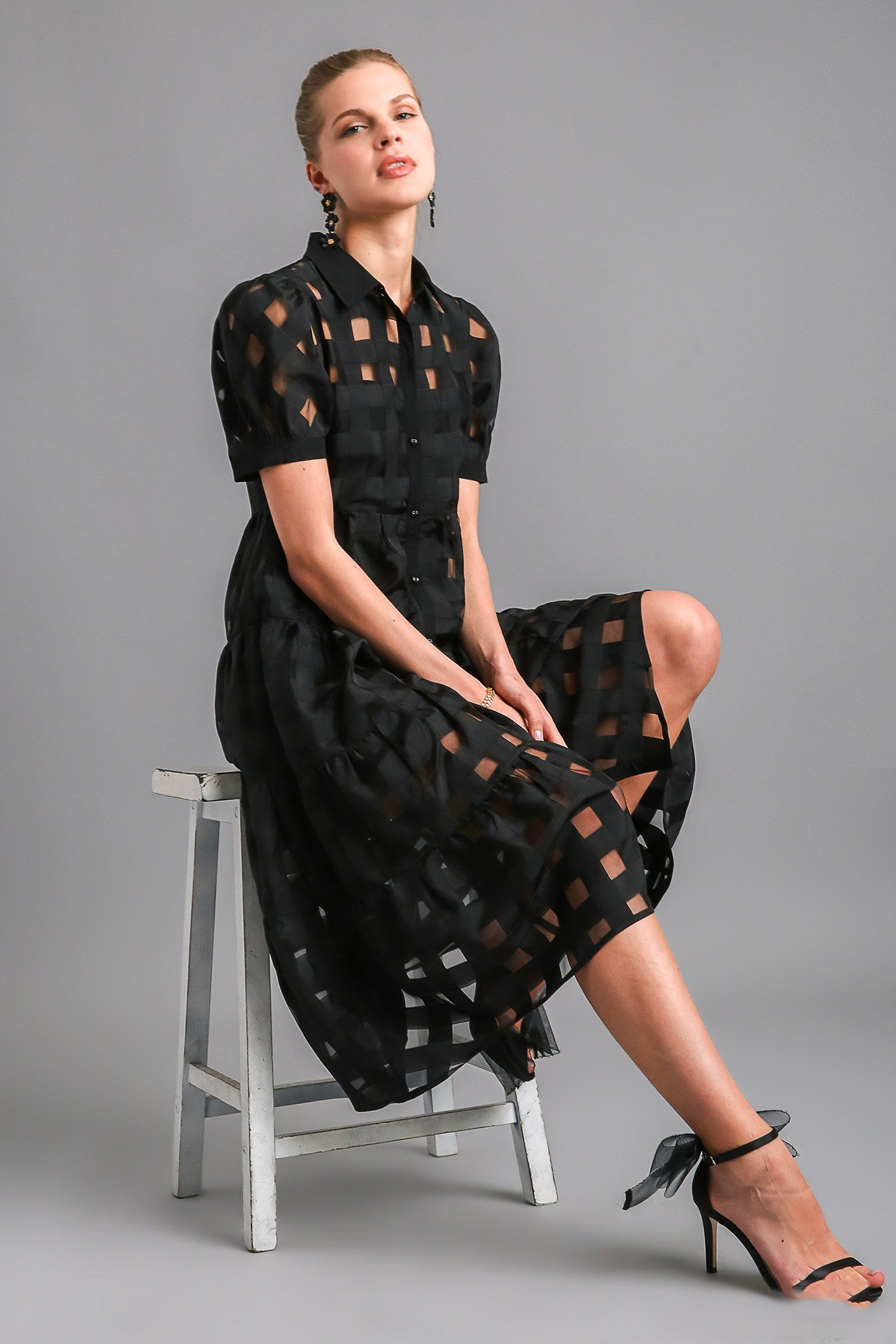 Basket Weave Button Down Dress