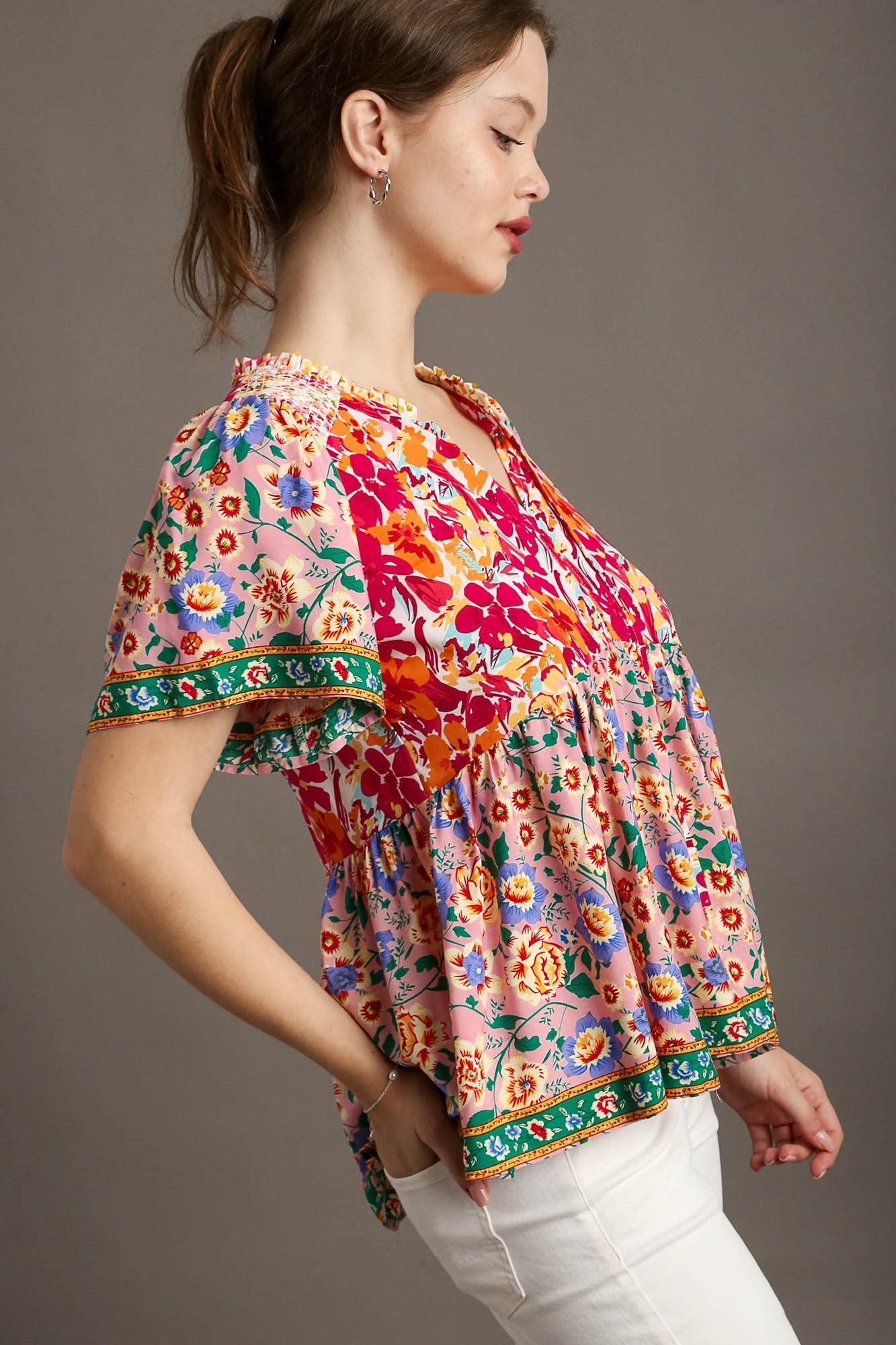 Mixed Floral Print Top