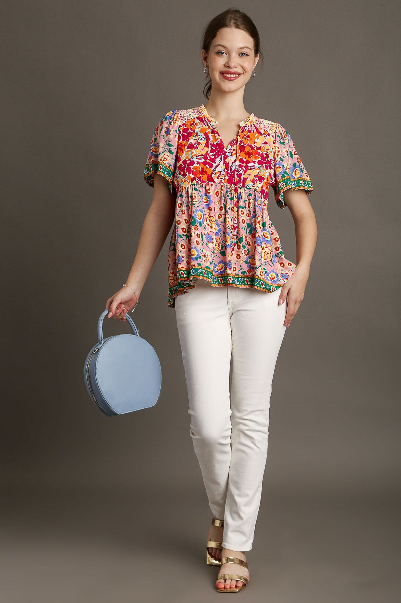 Mixed Floral Print Top