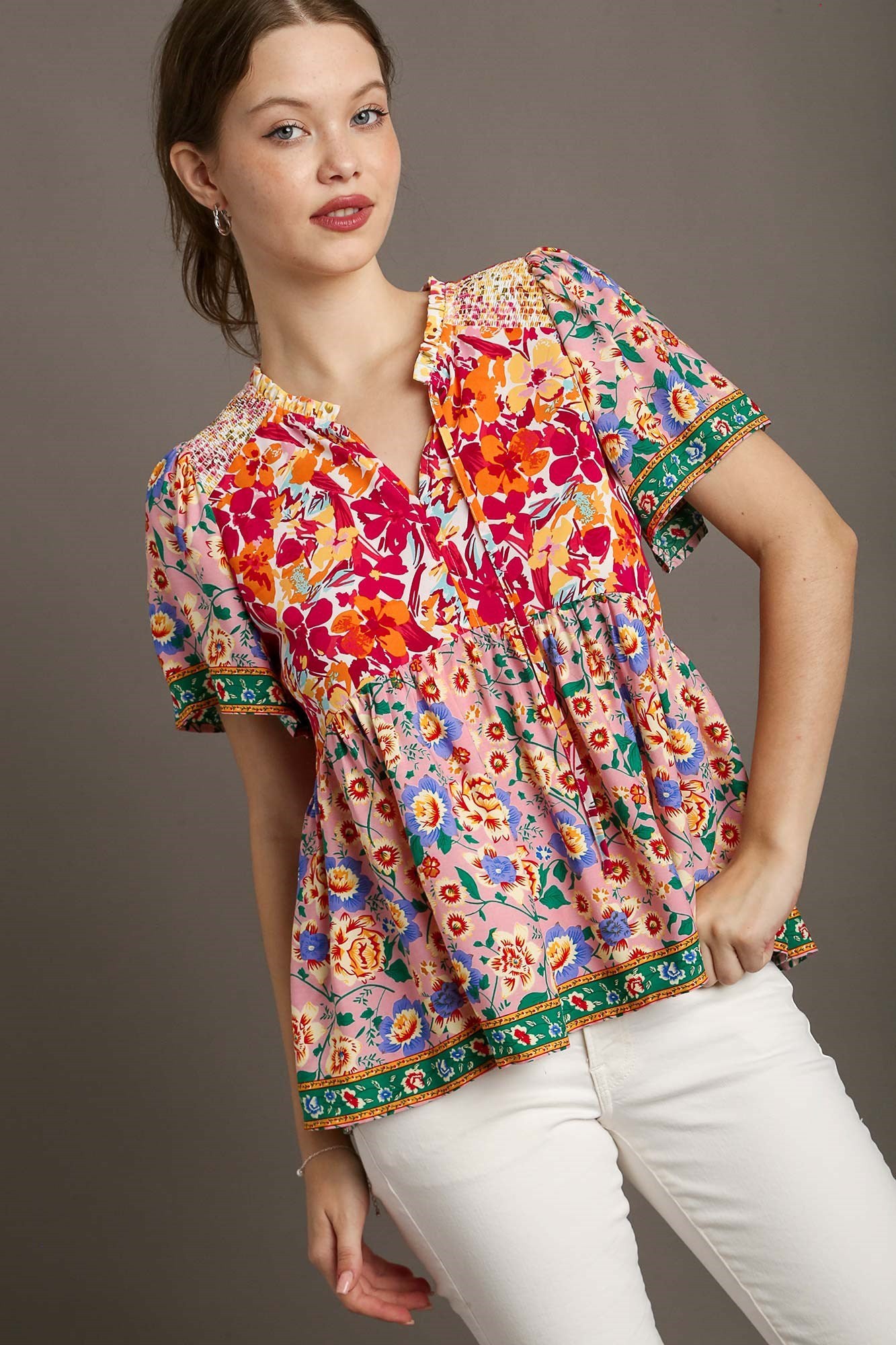Mixed Floral Print Top