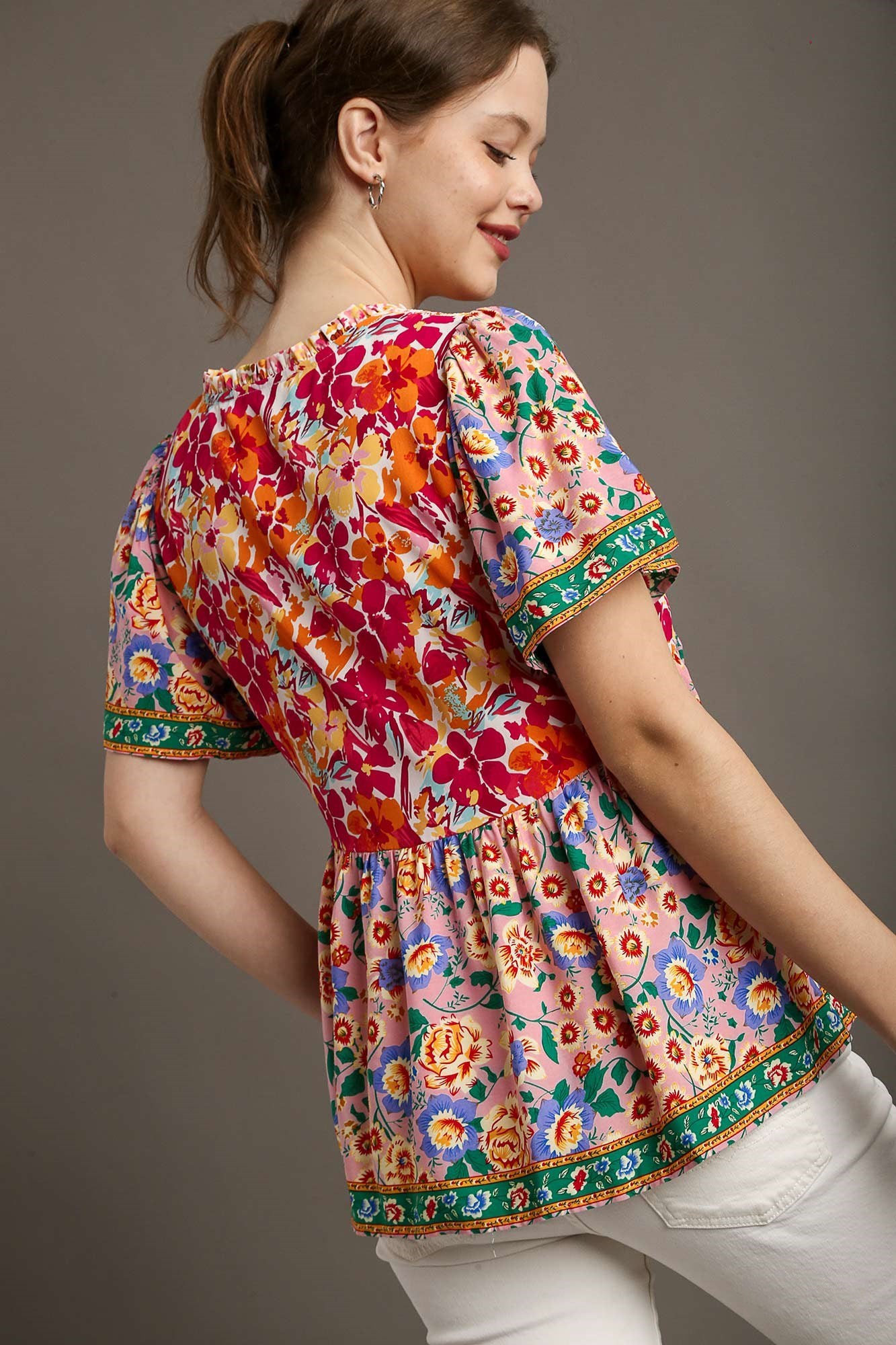 Mixed Floral Print Top