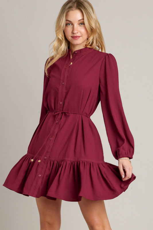 Ruffled Shirt Dress
