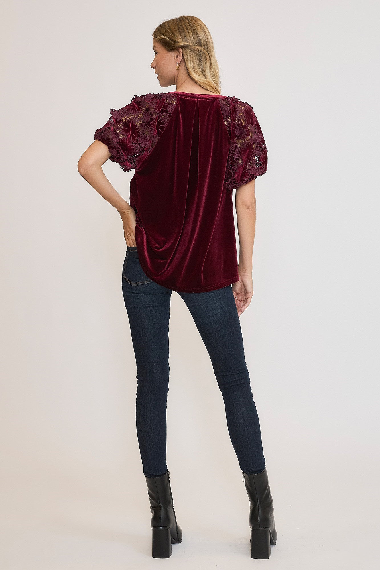 Velvet Split Neck Top