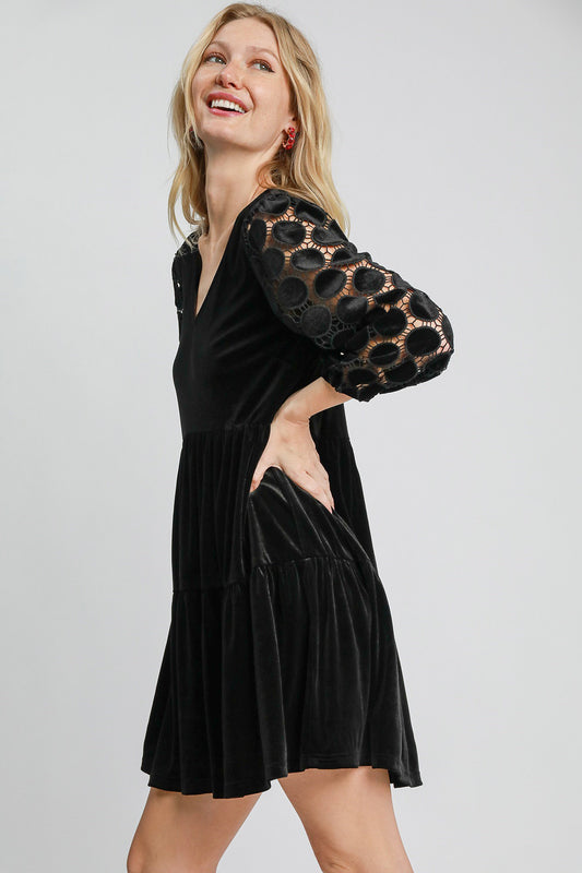 Tiered Velvet Dress