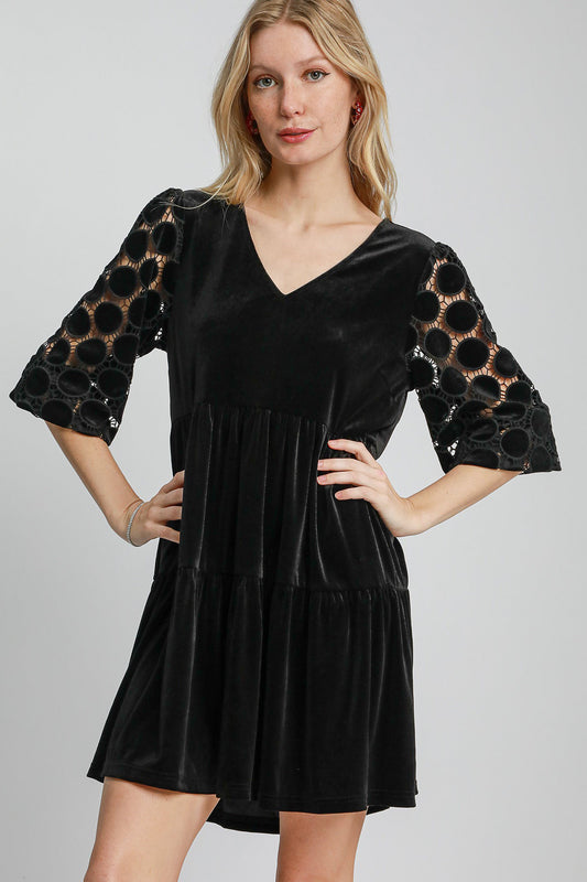 Tiered Velvet Dress